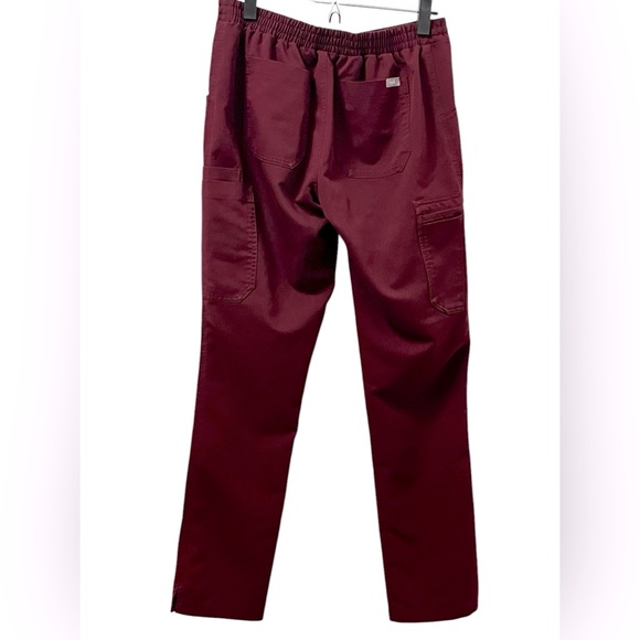 FIGS Technical Collection Womens Small Scrub Pants Burgundy Elastic Tie Waist - Picture 2 of 7